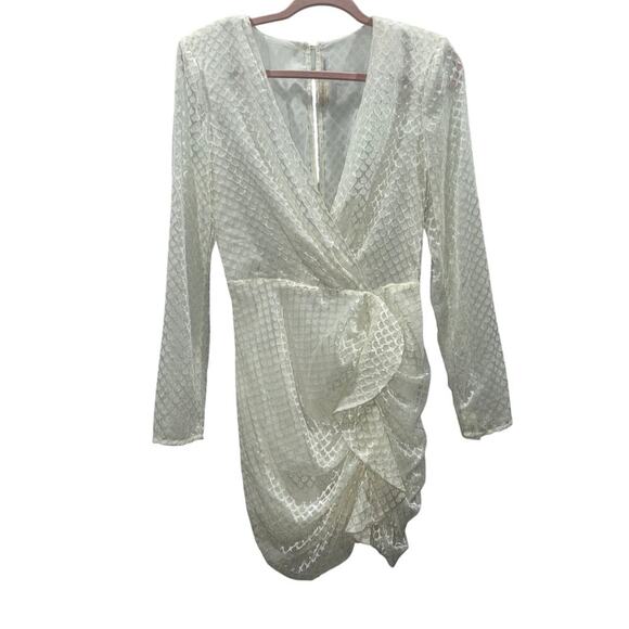 Ramy Brook Allona Dress Size 2 NWT Ivory Textured Long Sleeve Mini Bridal Dress - Picture 3 of 14